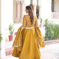 Jyoti Fashion Women's Yellow Vichitra Silk Sequins Zari Embroidered Anarkali Set With Dupatta | Swadesiicart