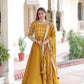 Jyoti Fashion Women's Yellow Vichitra Silk Sequins Zari Embroidered Anarkali Set With Dupatta | Swadesiicart