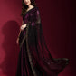 Jyoti Fashion Women's Wine Sequence Embroidery Georgette Saree with Blouse | Swadesiicart