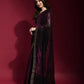 Jyoti Fashion Women's Wine Sequence Embroidery Georgette Saree with Blouse | Swadesiicart