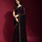 Jyoti Fashion Women's Wine Sequence Embroidery Georgette Saree with Blouse | Swadesiicart