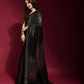 Jyoti Fashion Women's Black Sequence Embroidery Georgette Saree with Blouse | Swadesiicart