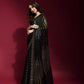 Jyoti Fashion Women's Black Sequence Embroidery Georgette Saree with Blouse | Swadesiicart