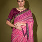 Jyoti Fashion Women's Pink Foil Print with Sequence Georgette Saree with Blouse | Swadesiicart