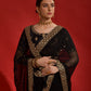 Jyoti Fashion Women's Black Sequence Coding Embroidery Georgette Saree with Blouse | Swadesiicart