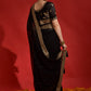 Jyoti Fashion Women's Black Sequence Coding Embroidery Georgette Saree with Blouse | Swadesiicart
