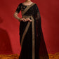 Jyoti Fashion Women's Black Sequence Coding Embroidery Georgette Saree with Blouse | Swadesiicart
