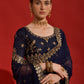Jyoti Fashion Women's Navy Blue Sequence Coding Embroidery Georgette Saree with Blouse | Swadesiicart