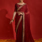 Jyoti Fashion Women's Maroon Sequence Coding Embroidery Georgette Saree with Blouse | Swadesiicart