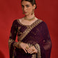 Jyoti Fashion Women's Wine Sequence Coding Embroidery Georgette Saree with Blouse | Swadesiicart