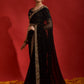 Jyoti Fashion Women's Black Sequence Coding Embroidery Georgette Saree with Blouse | Swadesiicart