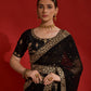 Jyoti Fashion Women's Black Sequence Coding Embroidery Georgette Saree with Blouse | Swadesiicart