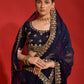 Jyoti Fashion Women's Navy Blue Sequence Coding Embroidery Georgette Saree with Blouse | Swadesiicart