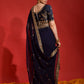 Jyoti Fashion Women's Navy Blue Sequence Coding Embroidery Georgette Saree with Blouse | Swadesiicart