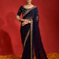 Jyoti Fashion Women's Navy Blue Sequence Coding Embroidery Georgette Saree with Blouse | Swadesiicart