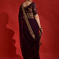 Jyoti Fashion Women's Wine Sequence Coding Embroidery Georgette Saree with Blouse | Swadesiicart
