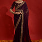Jyoti Fashion Women's Wine Sequence Coding Embroidery Georgette Saree with Blouse | Swadesiicart