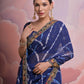 Jyoti Fashion Women's Blue Coding Sequence Georgette Saree with Blouse | Swadesiicart