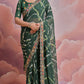 Jyoti Fashion Women's Bottle Green Coding Sequence Georgette Saree with Blouse | Swadesiicart