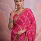 Jyoti Fashion Women's Rani Pink Coding Sequence Georgette Saree with Blouse | Swadesiicart