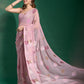 Jyoti Fashion Women's Pink Sequence Georgette Saree with Blouse | Swadesiicart