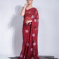 Jyoti Fashion Women's Maroon Sequence Georgette Saree with Blouse | Swadesiicart