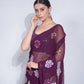 Jyoti Fashion Women's Wine Sequence Georgette Saree with Blouse | Swadesiicart