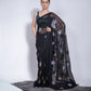 Jyoti Fashion Women's Black Sequence Georgette Saree with Blouse | Swadesiicart