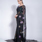 Jyoti Fashion Women's Black Sequence Georgette Saree with Blouse | Swadesiicart