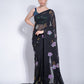 Jyoti Fashion Women's Black Sequence Georgette Saree with Blouse | Swadesiicart