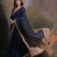 Jyoti Fashion Women's Navy Blue Coding Sequence Georgette Saree with Blouse | Swadesiicart