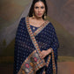 Jyoti Fashion Women's Navy Blue Coding Sequence Georgette Saree with Blouse | Swadesiicart