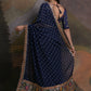 Jyoti Fashion Women's Navy Blue Coding Sequence Georgette Saree with Blouse | Swadesiicart
