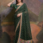 Jyoti Fashion Women's Bottle Green Coding Sequence Georgette Saree with Blouse | Swadesiicart