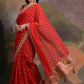 Jyoti Fashion Women's Red Coding Sequence Georgette Saree with Blouse | Swadesiicart
