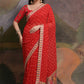Jyoti Fashion Women's Red Coding Sequence Georgette Saree with Blouse | Swadesiicart