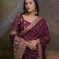 Jyoti Fashion Women's Wine Coding Sequence Georgette Saree with Blouse | Swadesiicart