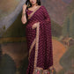 Jyoti Fashion Women's Wine Coding Sequence Georgette Saree with Blouse | Swadesiicart
