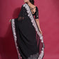 Jyoti Fashion Women's Black Coding Work Georgette Saree with Blouse | Swadesiicart