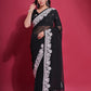 Jyoti Fashion Women's Black Coding Work Georgette Saree with Blouse | Swadesiicart