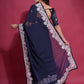 Jyoti Fashion Women's Navy Blue Coding Work Georgette Saree with Blouse | Swadesiicart
