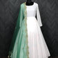 Jyoti Fashion Women's White Faux Georgette Butti work Anarkali Dress with Dupatta | Swadesiicart