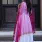 Jyoti Fashion Women's White Faux Georgette Butti work Anarkali Dress with Dupatta | Swadesiicart