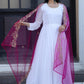 Jyoti Fashion Women's White Faux Georgette Butti work Anarkali Dress with Dupatta | Swadesiicart