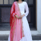 Jyoti Fashion Women's White Faux Georgette Butti work Anarkali Dress with Dupatta | Swadesiicart