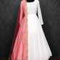 Jyoti Fashion Women's White Faux Georgette Butti work Anarkali Dress with Dupatta | Swadesiicart
