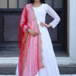Jyoti Fashion Women's White Faux Georgette Butti work Anarkali Dress with Dupatta | Swadesiicart