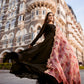 Jyoti Fashion Women's Black Faux Blooming Partywear Anarkali Dress with Dupatta | Swadesiicart