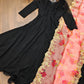 Jyoti Fashion Women's Black Faux Blooming Partywear Anarkali Dress with Dupatta | Swadesiicart