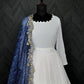 Jyoti Fashion Women's White Georgette Butti work Partywear Anarkali Dress with Dupatta | Swadesiicart